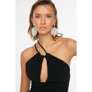 Trendyol Black Collar Detailed Knitted Evening Dress