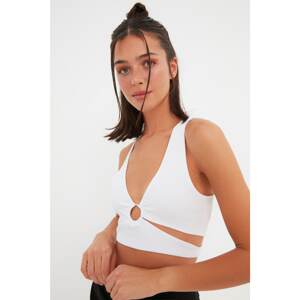 Trendyol White Cut Out Detailed Knitted Blouse