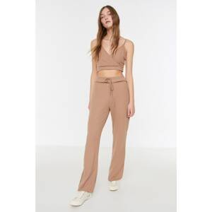 Trendyol Beige Waist Detailed Slit Camisole Knitted Trousers