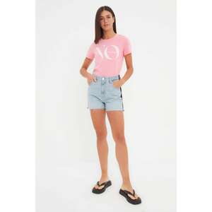 Trendyol Light Pink Printed Basic Knitted T-Shirt