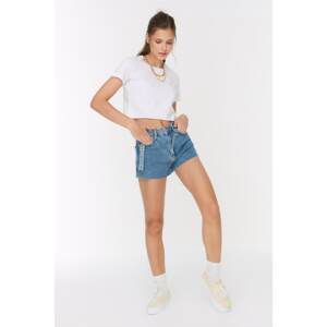 Trendyol Blue Buckle Detailed Denim Shorts