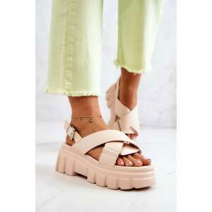 Platform Leather Sandals Light beige Betti