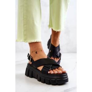 Platform Leather Sandals Black Betti
