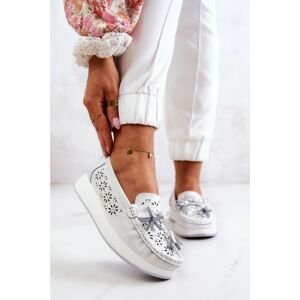 Women's Openwork Loafers On The Platform White Louise