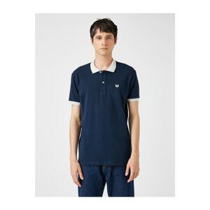 Koton Men's Navy Blue Polo Neck T-Shirt Cotton