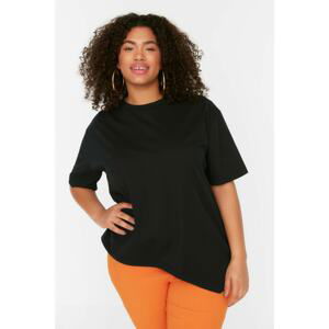 Trendyol Curve Black Oversize Knitted Tshirt