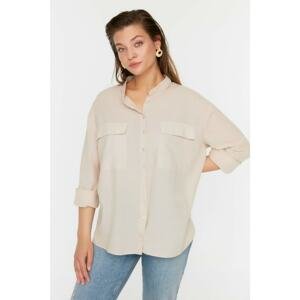 Trendyol Curve Beige Woven Shirt with Pocket