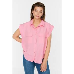 Trendyol Curve Pink Pocket Detailed Woven Shirt