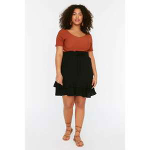 Trendyol Curve Black Flared Woven Skirt