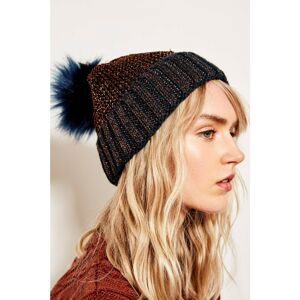 Trendyol Dark Blue Lürexli Pompom Beanie