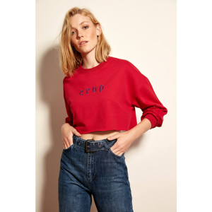 Trendyol Red Super Crop Knit Sweatshirt