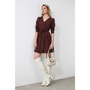 Trendyol Burgundy Shirred Waist Dress