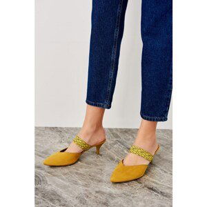 Trendyol TAKSS19AZ0036 Mustard Suede Women's Slipper