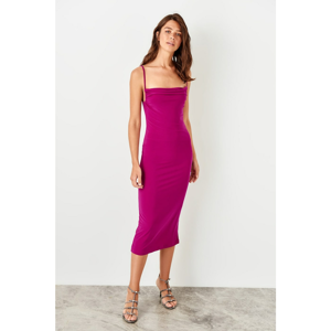 Trendyol Collar Knit Dress Purple Degage Necks