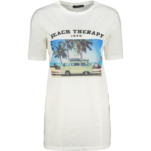 Trendyol White printed Boyfriend knitted T-shirt