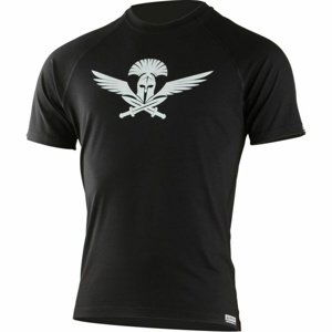 Pánske merino triko Lasting s tlačou Warrior čierne XL