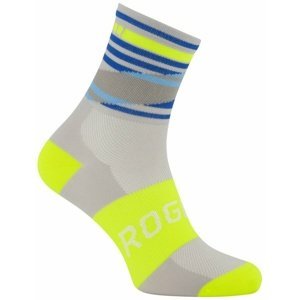 Dizajnové funkčnou ponožky Rogelli STRIPE, šedo-modro-reflexná žlté 007.204 L (40-43)