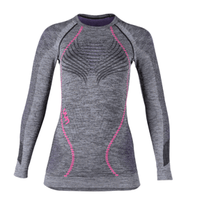 UYN - tričko LADY AMBITYON  UW SHIRT LG_SL. MELANGE grey melange/nude/salmon Velikost: XS