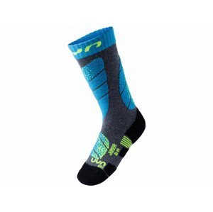 UYN - ponožky T JUNIOR SKI SOCKS medium grey melange/turquoise Velikost: 27/30