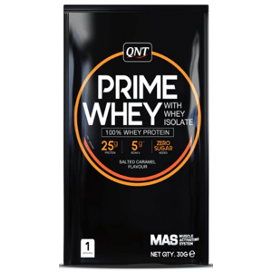 Proteínové prášky QNT PRIME WHEY- 100 % Whey Isolate & Concentrate Blend 30 g Salted Caramel