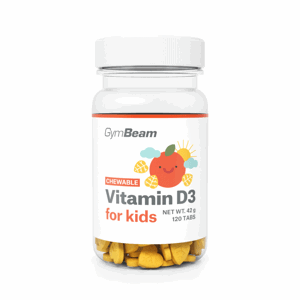 GymBeam Vitamín D3, tablety na cmúľanie pre deti pomaranč