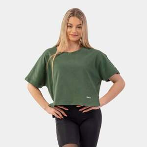 NEBBIA Dámske tričko The Minimalist Crop Top Dark Green  M/L