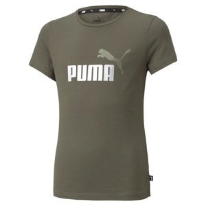 Puma tričko Essentials Logo Youth Farba: Olivová, Veľkosť: 152