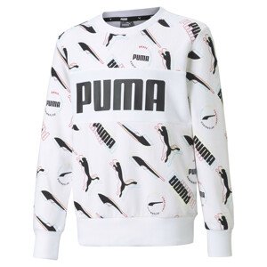 Puma detská mikina Alpha AOP Crew TR Boy Farba: Biela, Veľkosť: 152