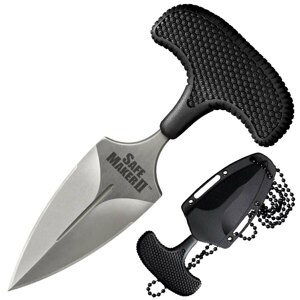 Tlačná dýka Safe Maker II Cold Steel® – Strieborná čepeľ - Satin, Čierna (Farba: Čierna, Varianta: Strieborná čepeľ - Satin)