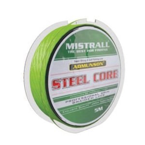 Mistrall pletená šnúra s oceľovým jadrom admuson steel core 5 m - 0,16 mm 21,5 kg