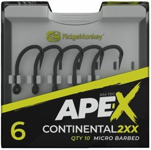 Ridgemonkey háčik ape-x continental 2xx barbed 10 ks - veľkosť 4
