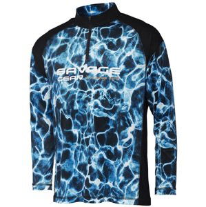 Savage gear tričko marine uv long sleeve tee sea blue - m