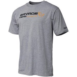 Savage gear tričko signature logo t shirt grey melange - s