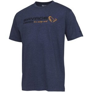 Savage gear tričko signature logo t shirt blue melange - s