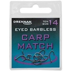 Drennan háčiky bez protihrotu eyed carp match barbless - veľkosť 10