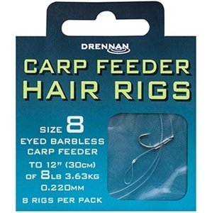 Drennan náväzec carp feeder hair rigs barbless - nosnosť 8 lb veľkosť 8