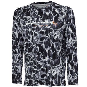 Savage gear tričko night uv long sleeve t shirt black waterprint - xxl