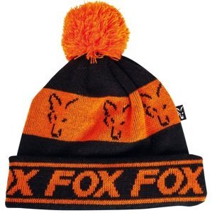 Fox čiapka black orange lined bobble