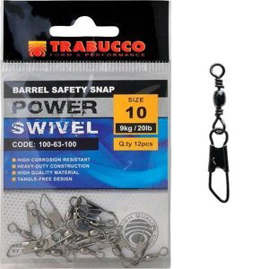 Trabucco obratlík s karabínou barbel safety snap 12 ks-veľkosť 6