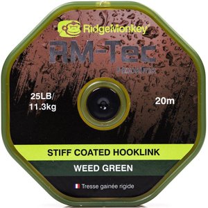 Ridgemonkey návazcová šnúrka rm tec stiff coated hooklink 20 m zelená-nosnosť 35 lb