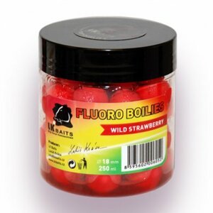 Lk baits boilie fluoro 250 ml 18 mm - wild strawberry