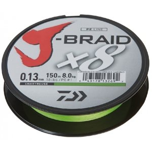 Daiwa splietaná šnúra j-braid chartreuse 150 m-priemer  0,18 mm / nosnosť 12 kg