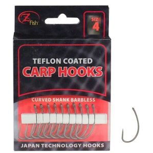 Zfish teflonové háčiky curved shank barbless 10 ks-veľkosť 4