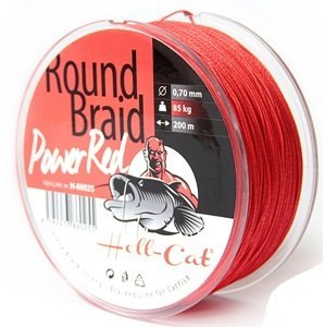 Hell-cat splietaná šnúra round braid power red 1000 m-priemer 0,50 mm / nosnosť 57,5 kg