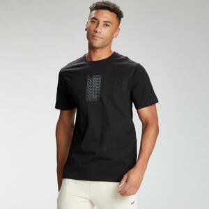 Pánske tričko MP Graphic Repeat s krátkymi rukávmi a potlačou – čierne - XXS
