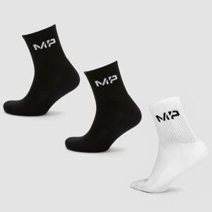 MP Women's Crew Socks (3 Pack) - Black/White - UK 7-9
