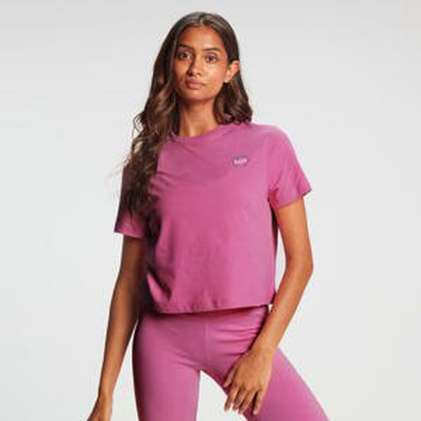 Dámske skrátené tričko s krátkymi rukávmi MP Retro Lift – ružové   - L