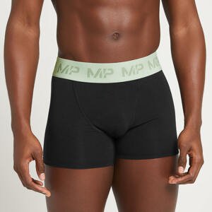Pánske boxerky s farebným pásom MP (balenie 3 ks) – čierne/zelené/oceľové modré/svetlomodré - S