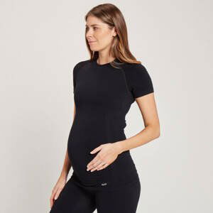 Dámske bezšvové tehotenské tričko MP s krátkymi rukávmi – čierne - XXL