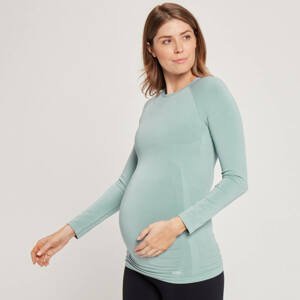 Dámske bezšvové tehotenské tričko MP s dlhými rukávmi – svetlomodré - L
